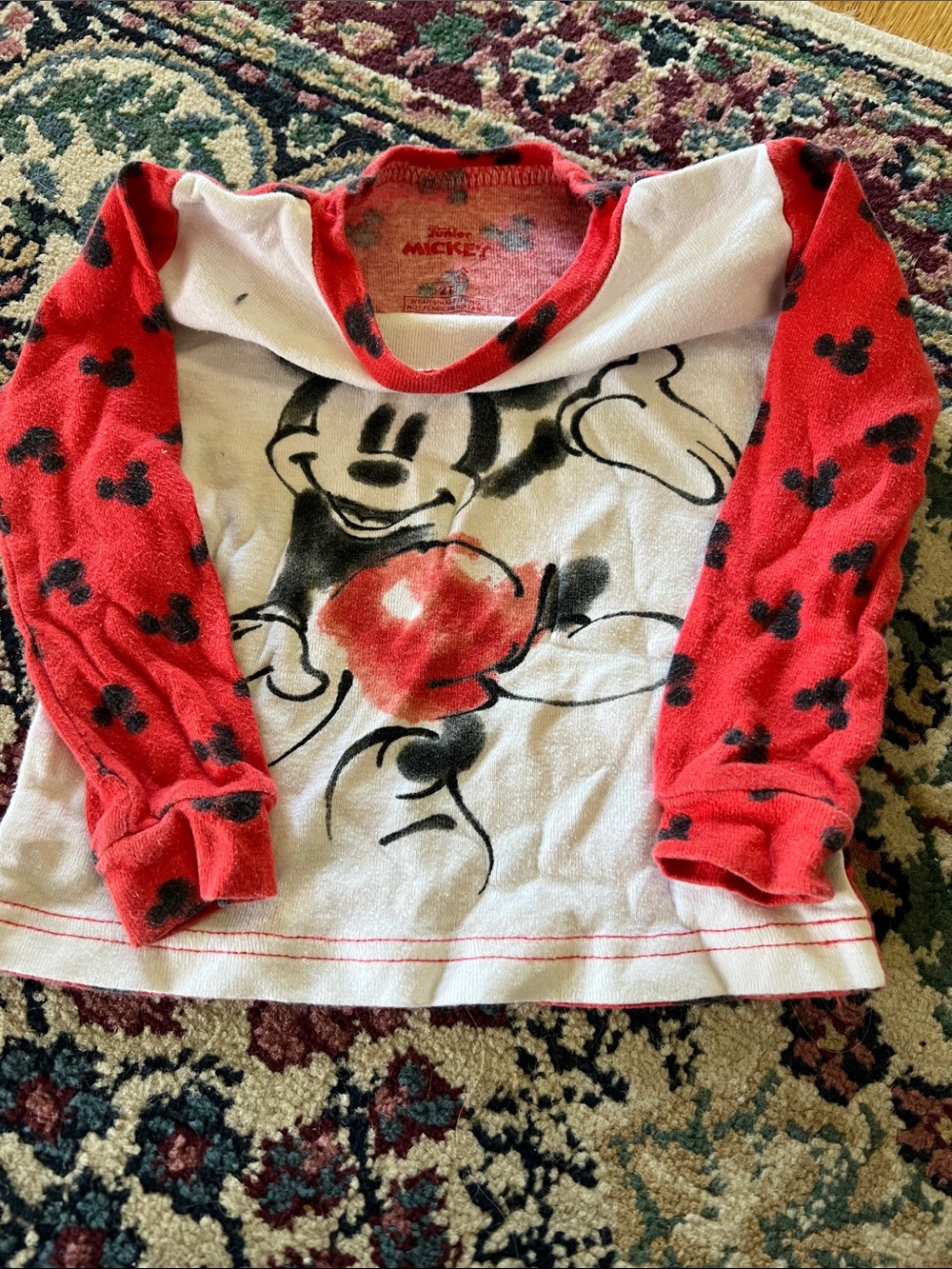 Disney Red & White Mickey Mouse Long-Sleeve Tee